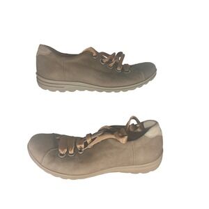 Hartjes XS Taupe Brown Leather Ribbon Lace Up Sneakers 63162 Womens 8.5 US 6 UK